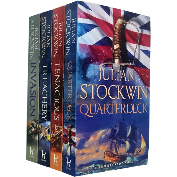 Julian Stockwin Kydd Series 4 Books Collection Set (Quarterdeck, Tenacious, Treachery, Invasion)