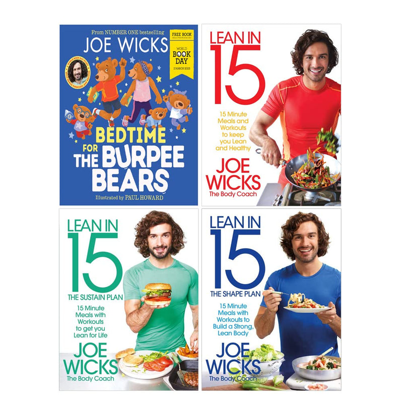 Joe Wicks: 4-Book Collection (Sustain Plan, Shape Plan, The Shift Plan, & World Book Day Bedtime for the Burpee Bears)