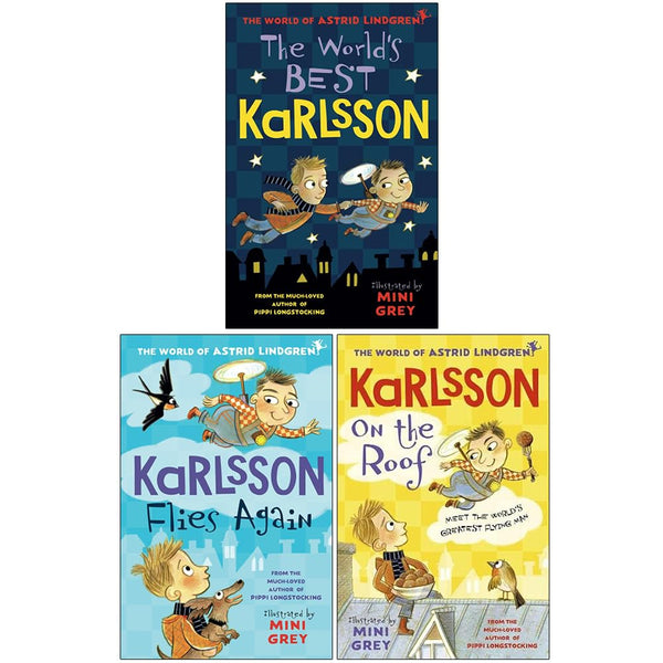 Astrid Lindgren Karlsson Collection 3 Books Set (The World&amp;#x27;s Best Karlsson, Karlsson Flies Again &amp;amp; Karlsson on the Roof)