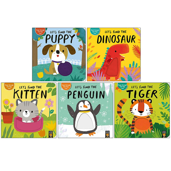 Peekaboo: Let's Find the Animals - Felt Lift-the-Flap Collection of 5 Board Books for Ages 0-3