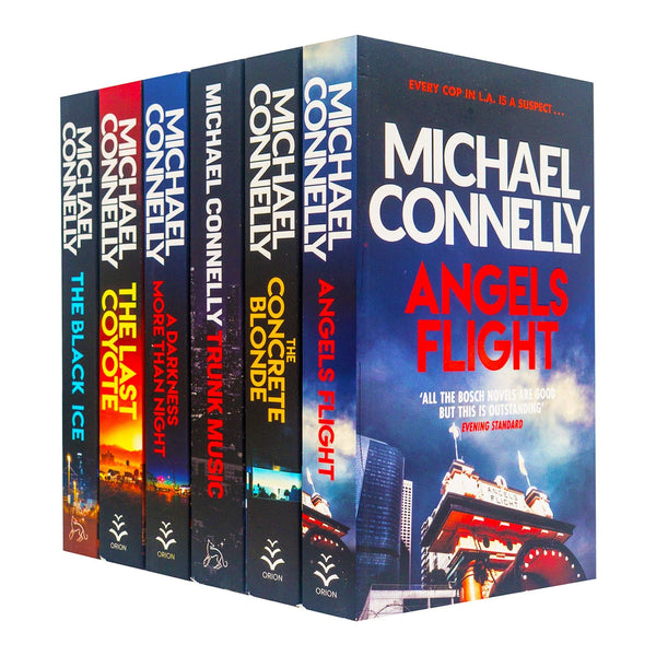 Michael Connelly Harry Bosch Series – 6 Books Collection Set (Angels Flight, The Concrete Blonde, Trunk Music, The Last Coyote, The Black Ice, Darkness More Than Night)