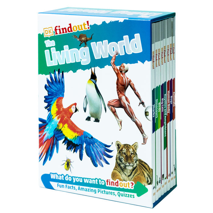 DKfindout!: The Living World Collection 8 Books Box Set (Animals, Bugs, Human Body, Reptiles, Big Cats, Birds, Dinosaurs, Sharks)