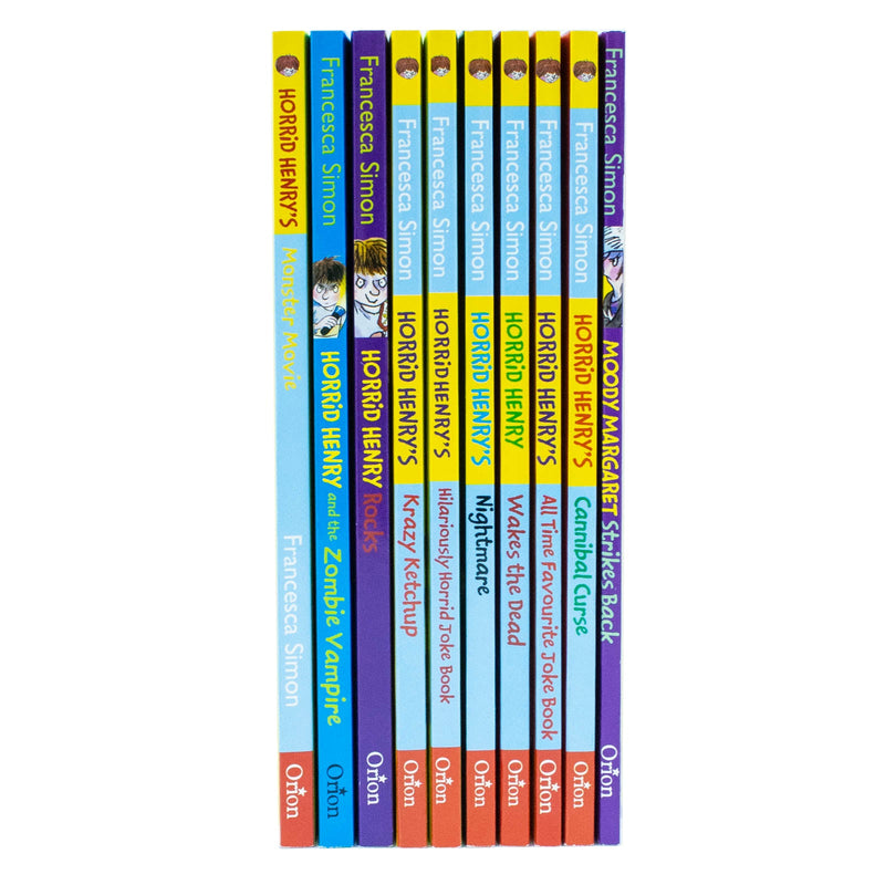 Horrid Henry Francesca Simon 10 Books Collection Set (Moody Margaret Strikes Back,Cannibal Curse,All Time Favourite Joke Book,Wakes The Dead,Nightmare,Horrid Joke Book,Krazy Ketchup & More)