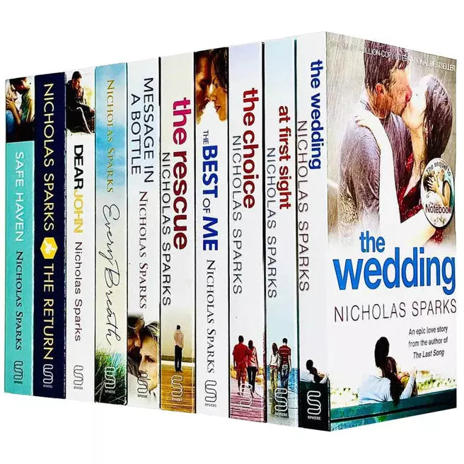 Nicholas Sparks Collection 10 Books Set (The Wedding, At First Sight, The Choice, The Best Of Me, The Rescue, Message In A Bottle, Every Breath, Dear John, The Return, Safe Haven)