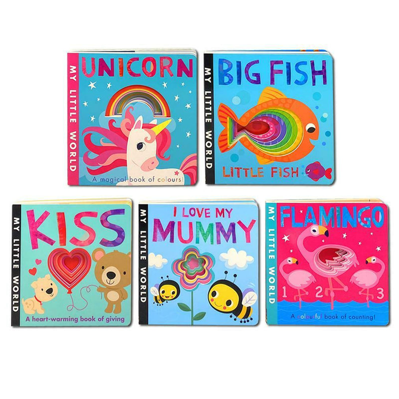 My Little World Peek Through 5-Book Box Set (Big Fish Little Fish, Flamingo, I Love My Mummy, Kiss, Unicorn - Series 1)