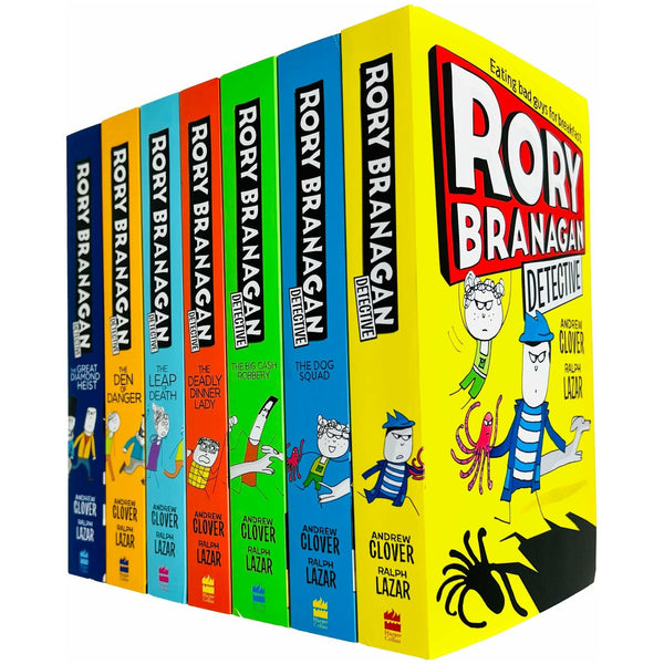 Rory Branagan Detective Series: Books 1-7 Collection by Andrew Clover: Rory Branagan, The Dog Squad, The Big Cash Robbery, Deadly Dinner Lady, Leap of Death, Den of Danger, and Great Diamond Heist.