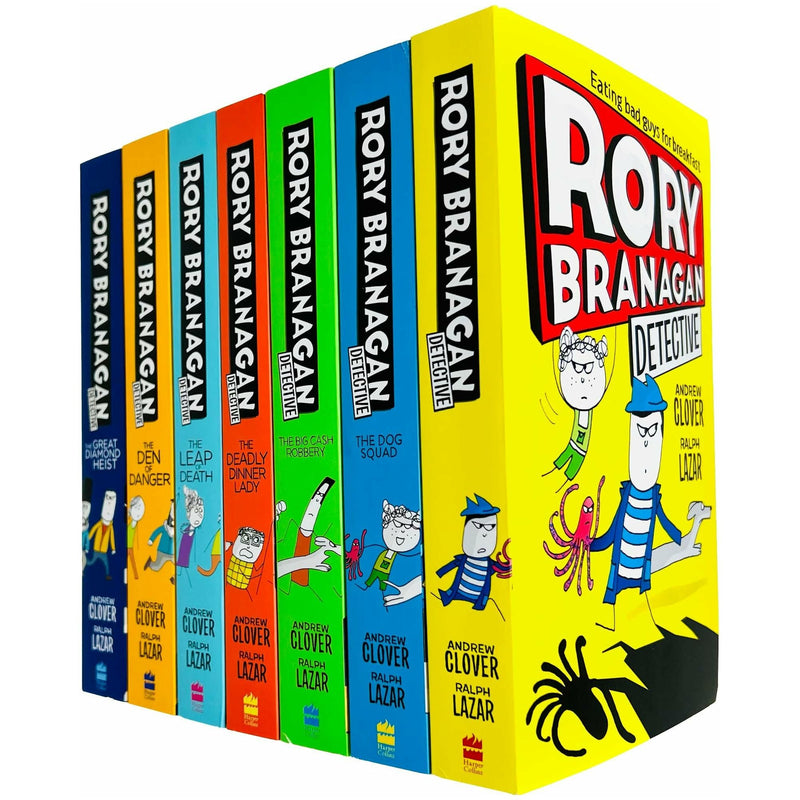 Rory Branagan Detective Series: Books 1-7 Collection by Andrew Clover: Rory Branagan, The Dog Squad, The Big Cash Robbery, Deadly Dinner Lady, Leap of Death, Den of Danger, and Great Diamond Heist.