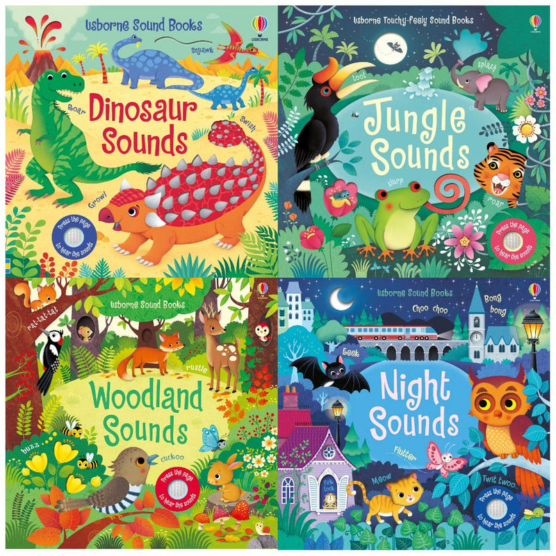 Usborne Sound Books Series 1: 4-Book Collection (Jungle, Dinosaur, Woodland, Night)