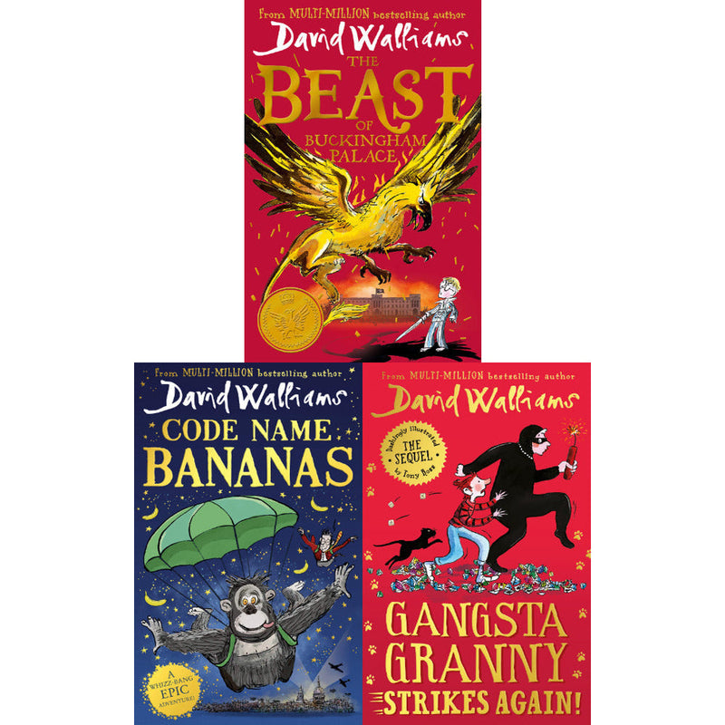 David Walliams: 3-Book Collection Set (Gangsta Granny Strikes Again, The Beast of Buckingham, & Code Name Bananas)