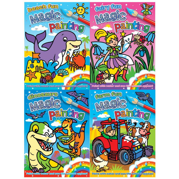 Children's Magic Colour Painting Collection: 4-Book Set (Fairy, Dinosaur, Farm, Beach)