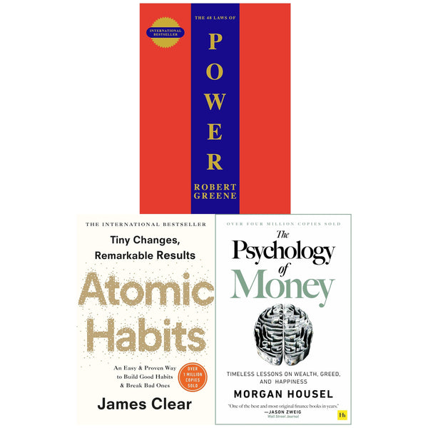 The 48 Laws Of Power, Atomic Habits and The Psychology of Money 3 Books Collection Set