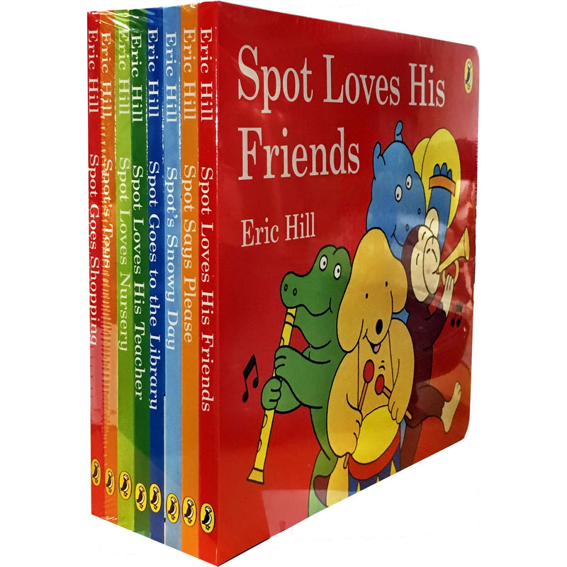 Spot Story Collection 8 Books Set Pack by Eric Hill - Spot Loves Nursery, Spot Goes Shopping, Spot Toys, Spot Loves his Teacher, Spot Goes to the Li