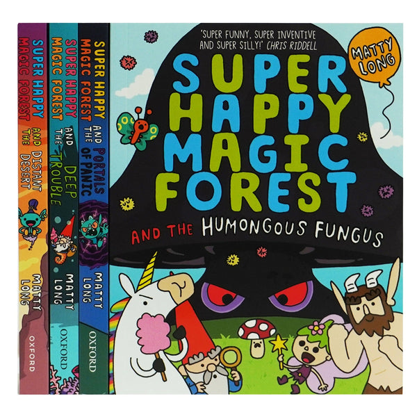 Super Happy Magic Forest Series by Matty Long 4 Books Collection Set (Humongous Fungus, Portals Of Panic, Deep Trouble & Distant Desert)