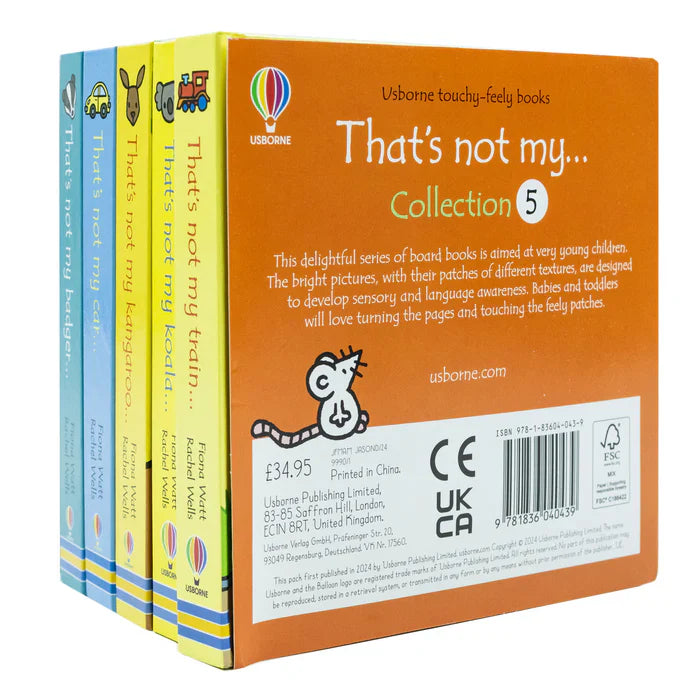 Usborne Touchy-Feely Books That's Not my... Collection 5: 5 Books Set (Train, Koala, Kangaroo, Car, Badger)