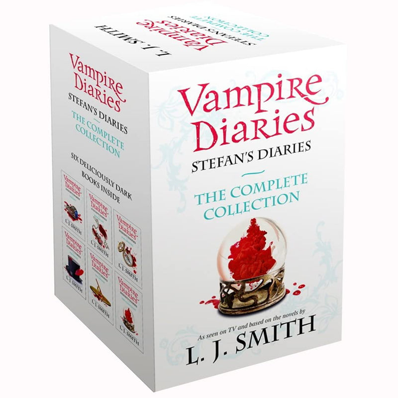 Vampire Diaries: Stefan's Diaries Complete Collection: 6-Book Box Set by L.J. Smith featuring Origins, Bloodlust, Craving, Ripper, Asylum, and Compelled.