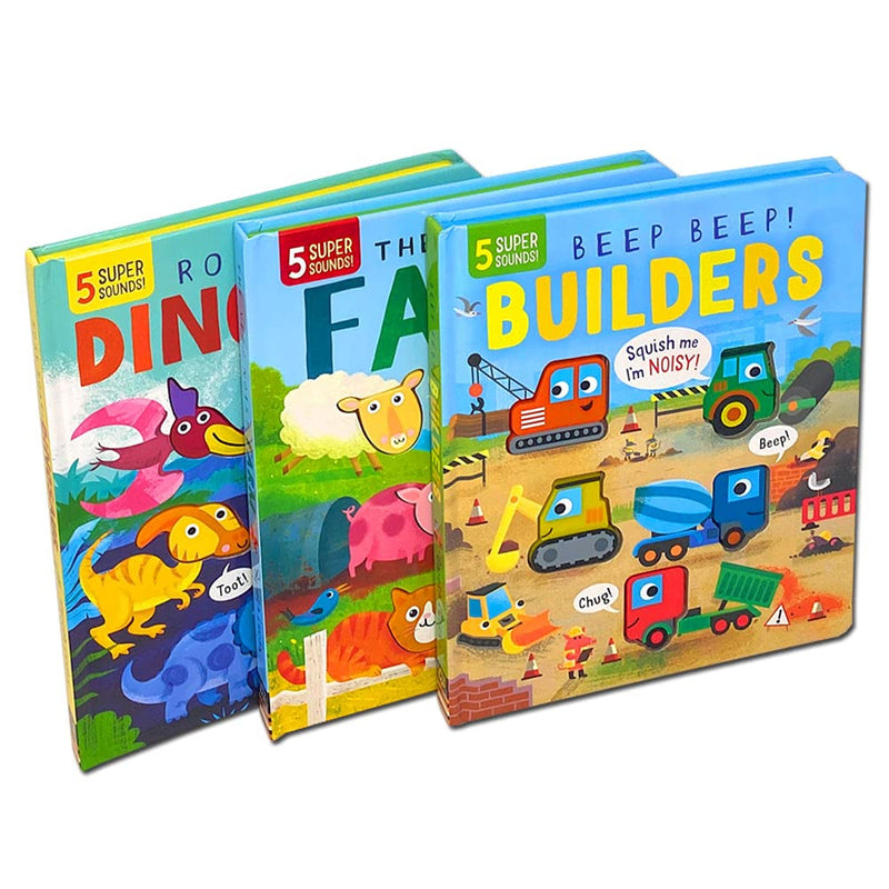 My First Touch and Feel Sound Book Collection 3 Book Set (Very Noisy Farm, Roar Roar Dinosaur, Beep Beep Builders)