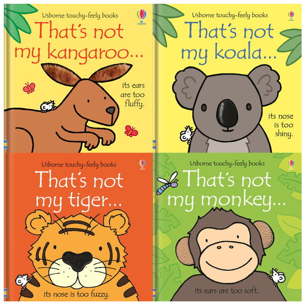 Usborne Touchy-Feely Wild Animals: 4-Book Collection by Fiona Watt (That's Not My Monkey, Tiger, Koala, Kangaroo)