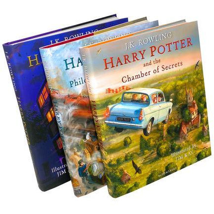 Harry Potter: 3 Books Set Illustrated by Jim Kay (Including Philosopher's Stone, Prisoner of Azkaban, Chamber of Secrets)