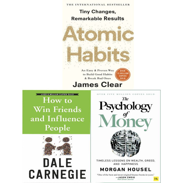 How to Win Friends and Influence People, Atomic Habits, Psychology of Money 3 Books Collection Set