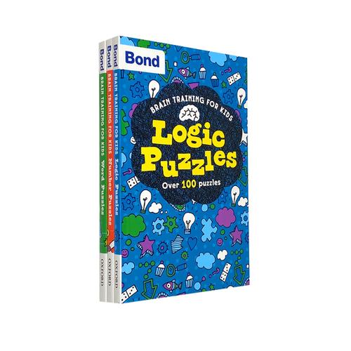 Bond Brain Training for Kids Oxford 3 Books Collection Set - Number Puzzles, Logic Puzzles, Word Puzzles