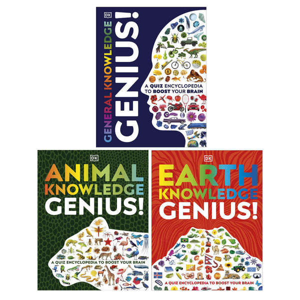 A Quiz Encyclopedia to Boost Your Brain Genius Knowledge 3 Books Collection Set (General Knowledge Genius!, Animal Knowledge Genius! &amp;amp; Earth Knowledge Genius!)