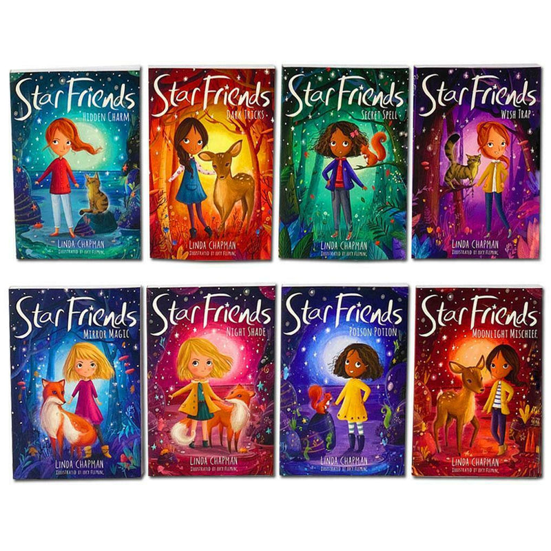 Star Friends Series 8 Books Collection Set by Linda Chapman (Mirror Magic, Wish Trap, Secret Spell, Dark Tricks, Night Shade, Poison Potion, Moonlight Mischief0